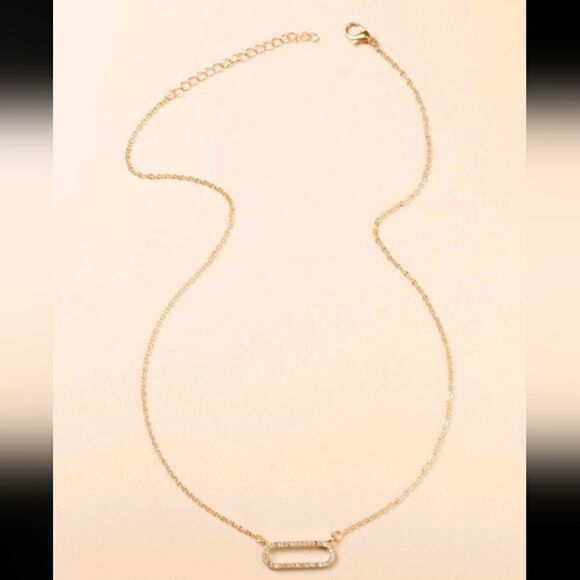 3 for 26 - Gold Rhinestone Oval Necklace - Picture 4 of 4